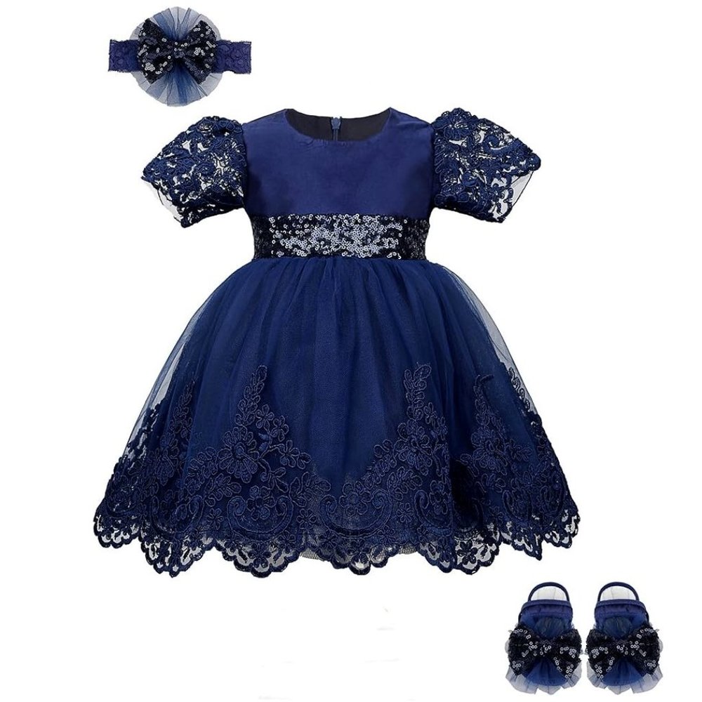 NWT Beautiful Sparkling Sequin Bow Baby Dress Christmas Flower Girl Page⦠- Picture 5 of 12
